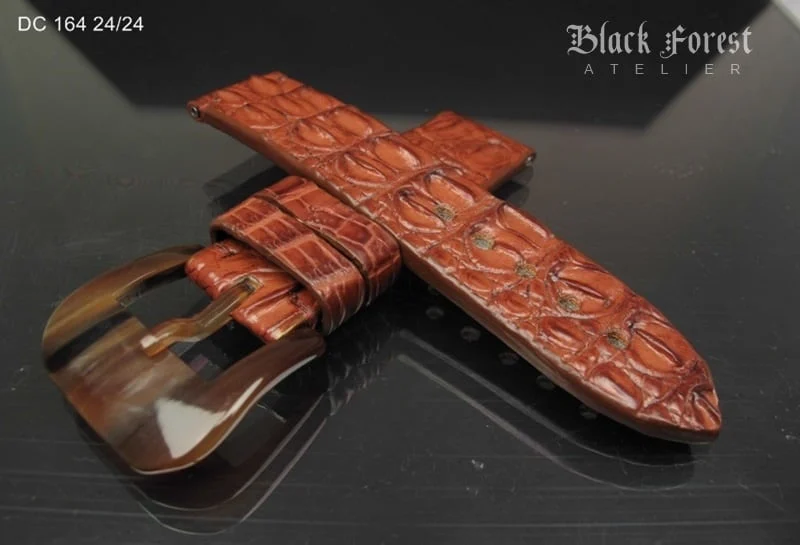 24mm Handmade Genuine Alligator Double Hornback Strap DC164